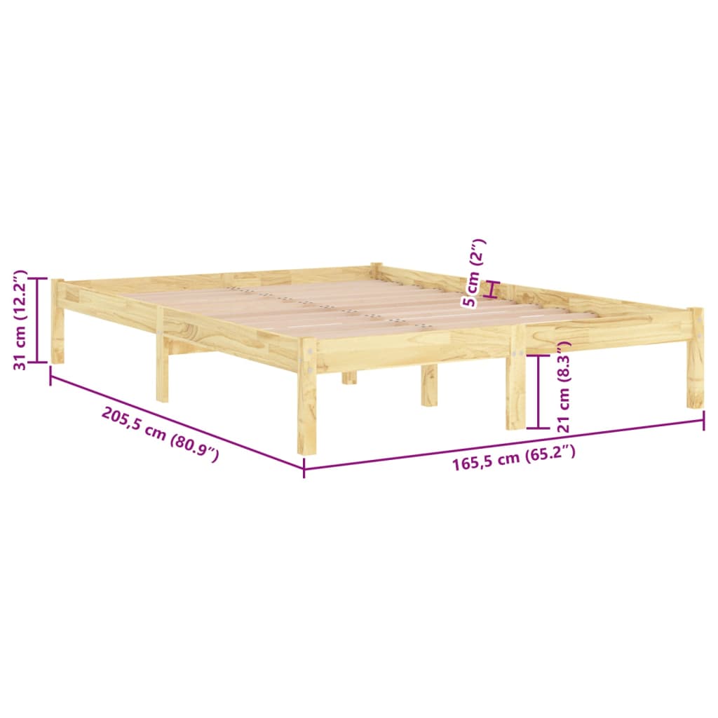 vidaXL Bed Frame without Mattress Solid Wood 160x200 cm