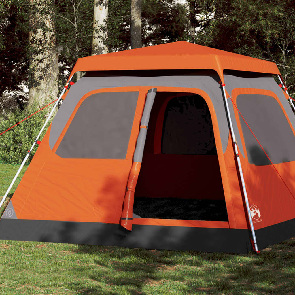 vidaXL Family Tent Dome 6-Person Grey and Orange Quick Release