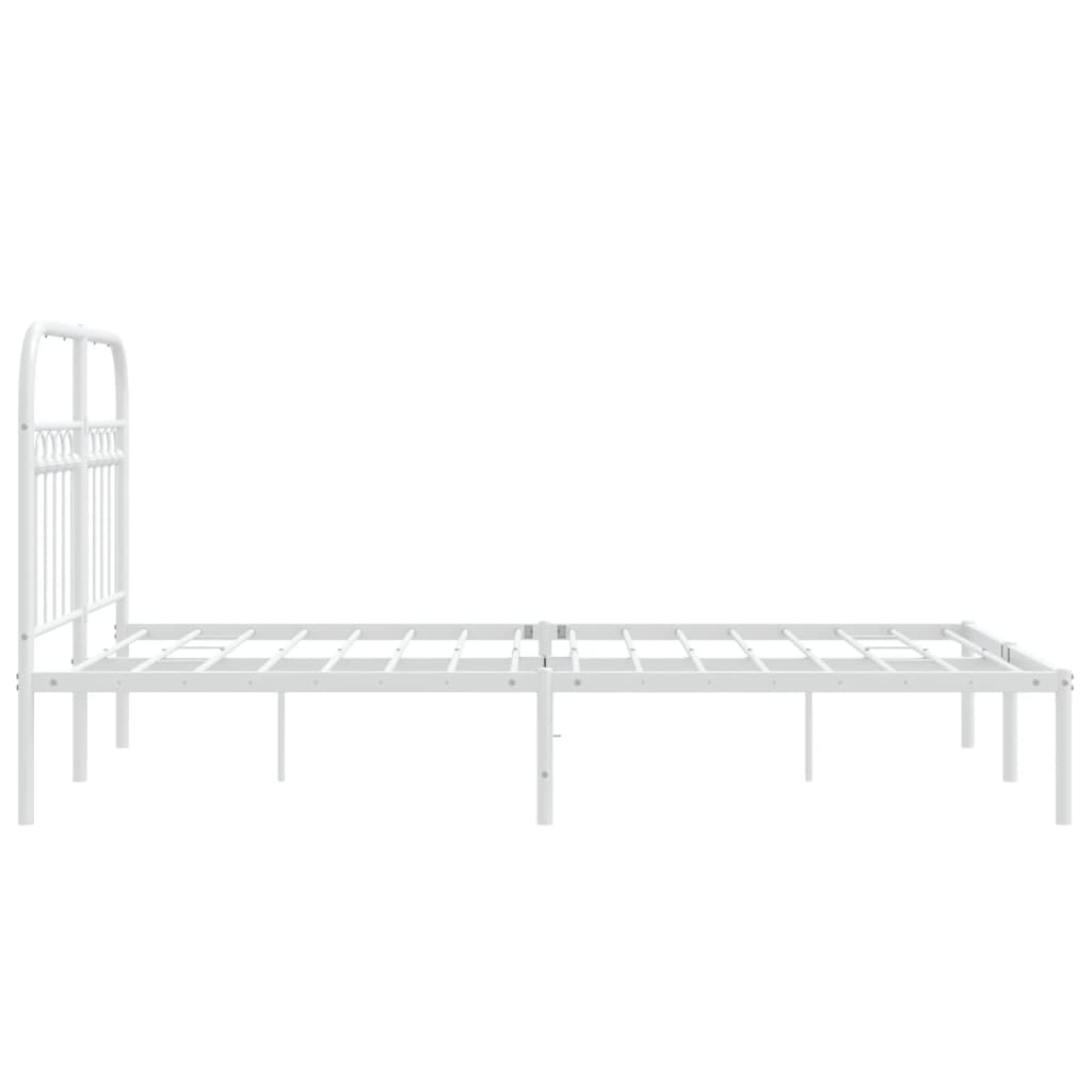 vidaXL Metal Bed Frame without Mattress with Headboard White 120x190 cm Small Double