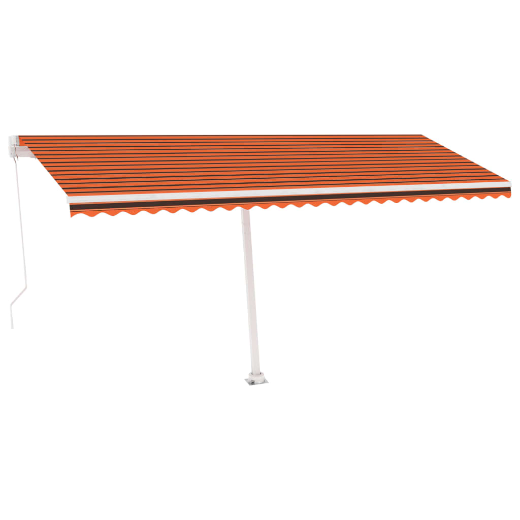 vidaXL Freestanding Manual Retractable Awning 500x300 cm Orange/Brown