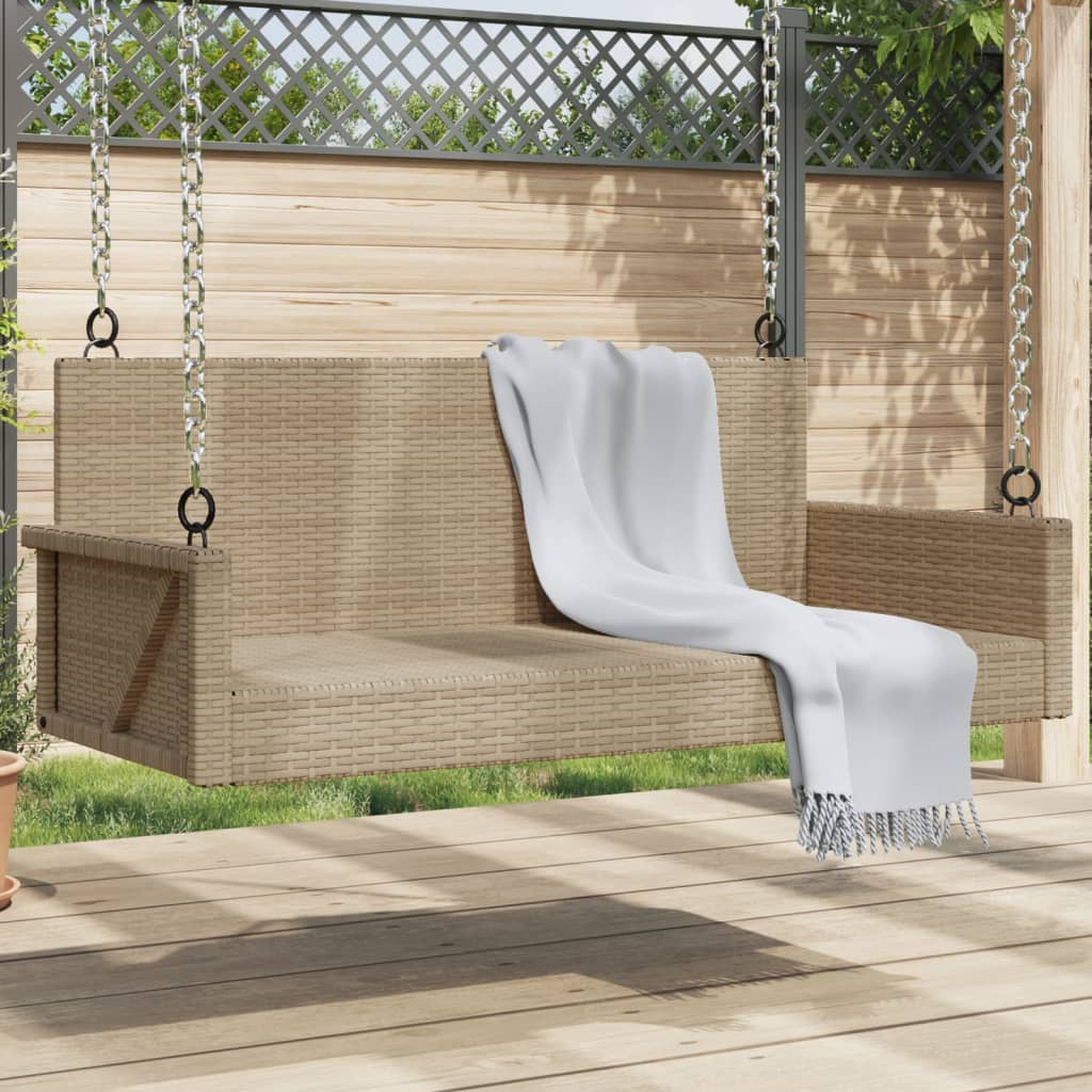 vidaXL Swing Bench Beige 119x56x48 cm Poly Rattan