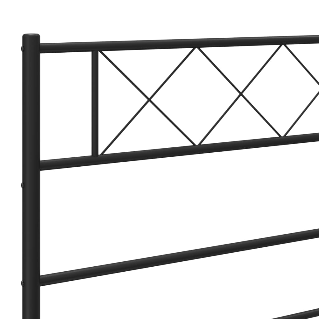 vidaXL Metal Bed Frame with Headboard Black 100x190 cm