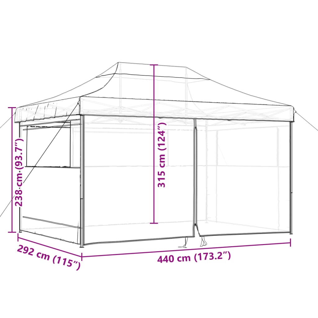 vidaXL Foldable Party Tent Pop-Up with 4 Sidewalls Burgundy