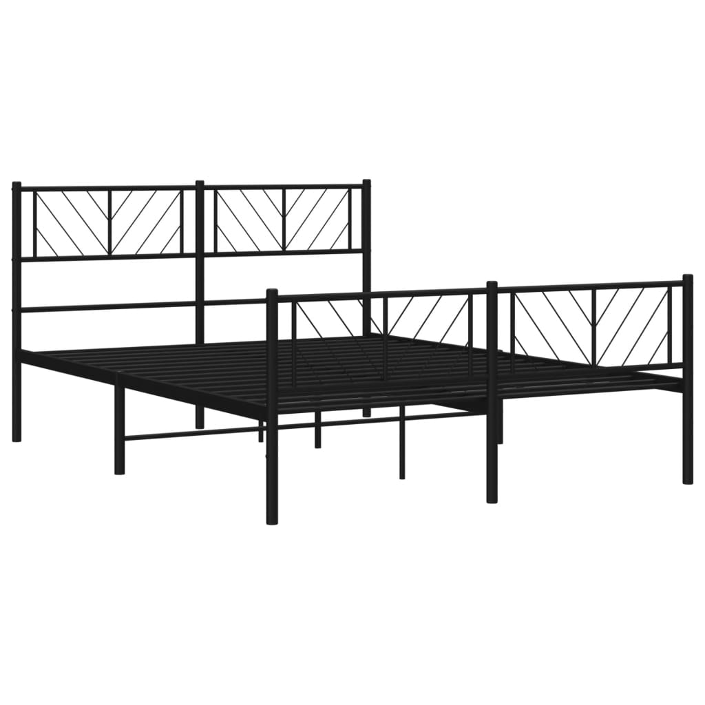 vidaXL Metal Bed Frame without Mattress with Footboard Black 135x190 cm Double