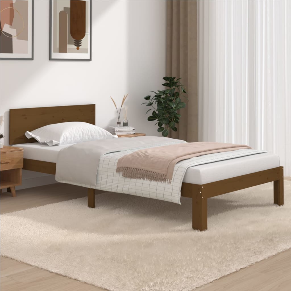 vidaXL Bed Frame without Mattress Honey Brown Solid Wood Pine 100x200 cm