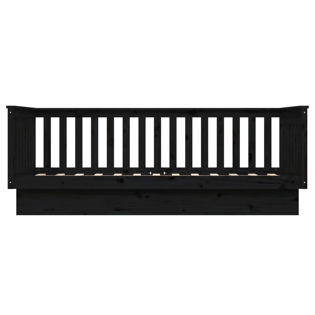 vidaXL Day Bed without Mattress Black 80x200 cm Solid Wood Pine