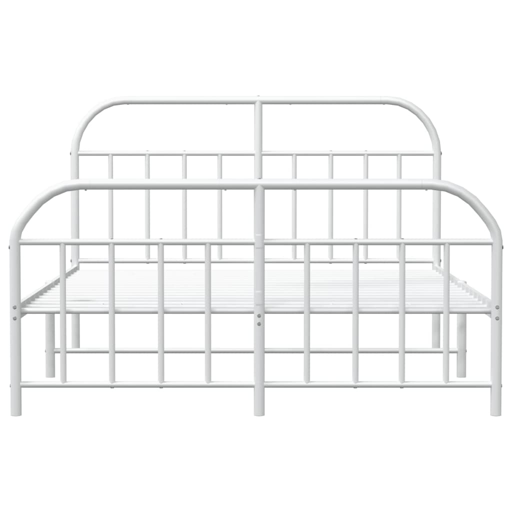 vidaXL Metal Bed Frame without Mattress with Footboard White 140x200 cm