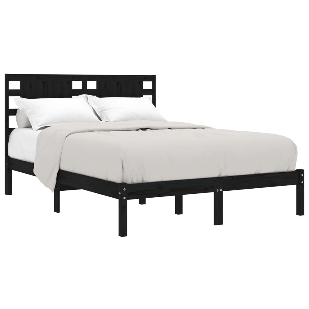 vidaXL Bed Frame without Mattress Black 120x200 cm Solid Wood Pine