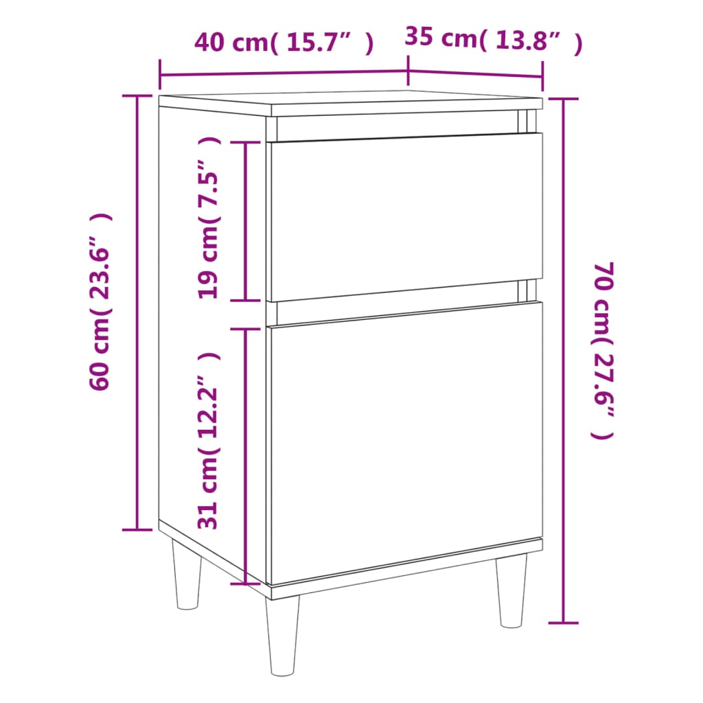 vidaXL Bedside Cabinets 2 pcs Grey Sonoma 40x35x70 cm