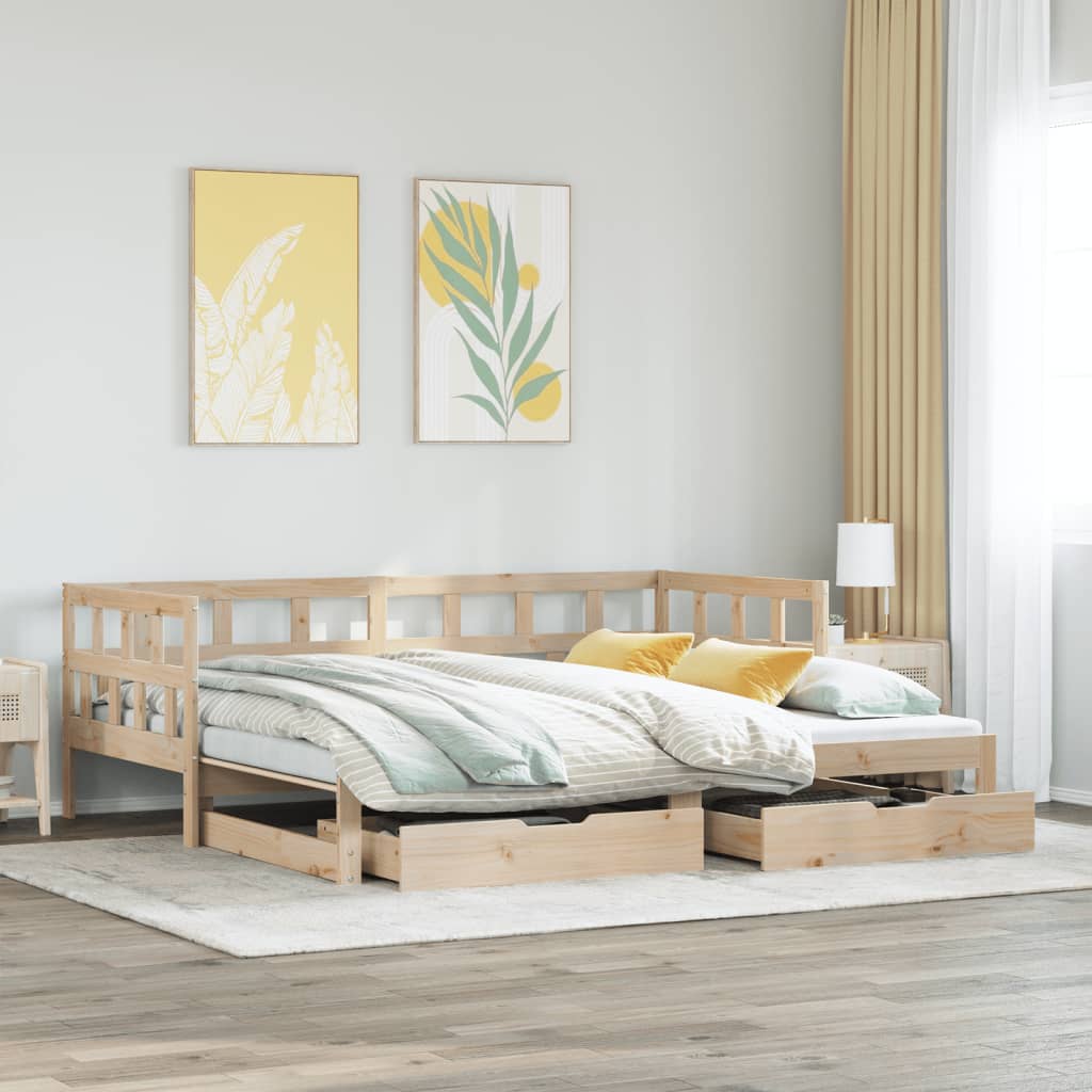 vidaXL Daybed with Trundle and Drawers without Mattress 90x200 cm