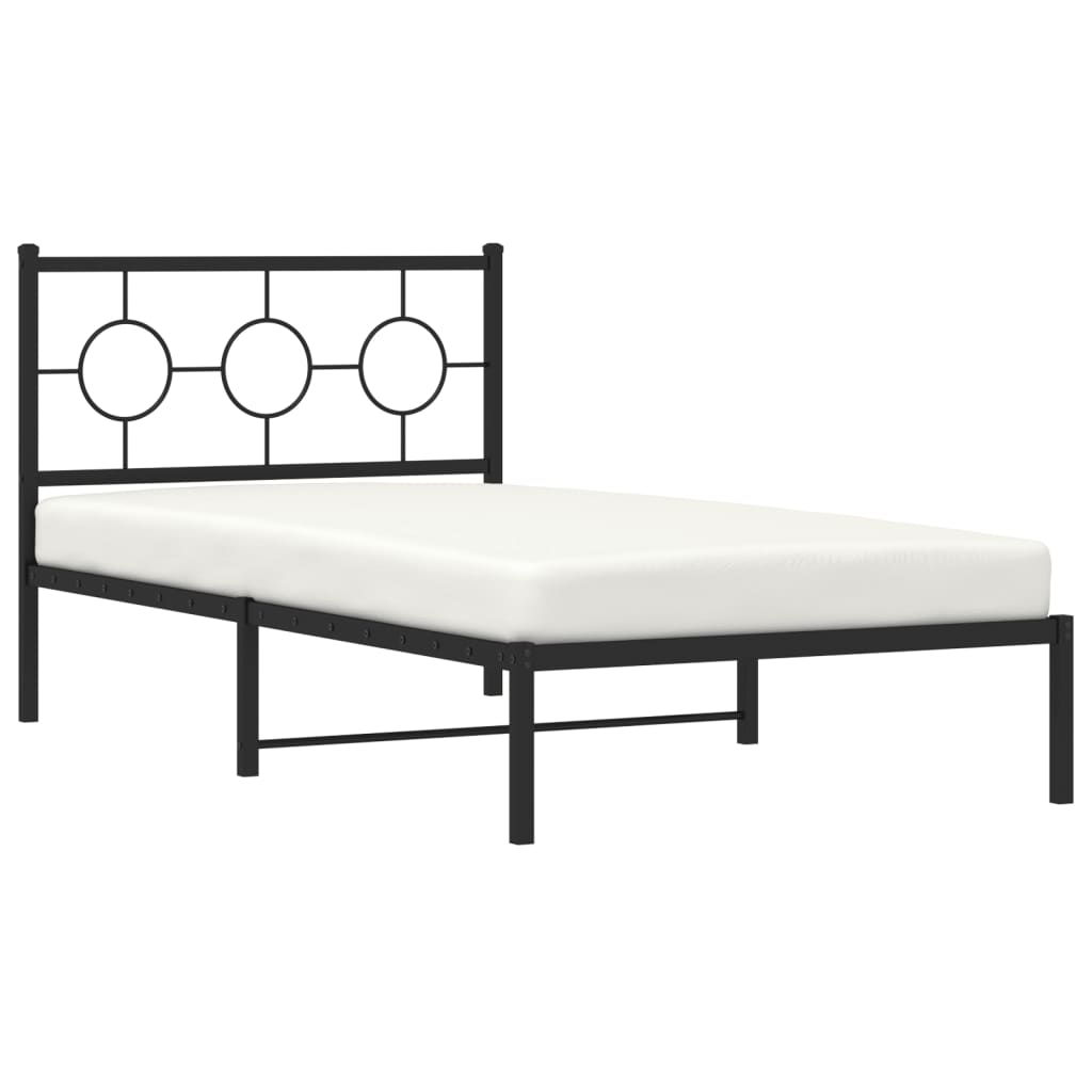 vidaXL Metal Bed Frame without Mattress with Headboard Black 100x200 cm