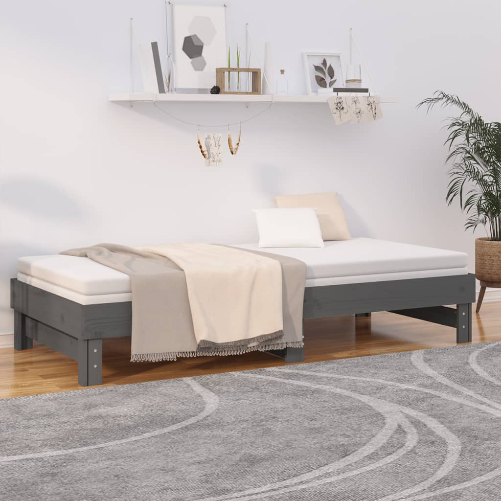 vidaXL Pull-out Day Bed without Mattress Grey 2x(90x200) cm