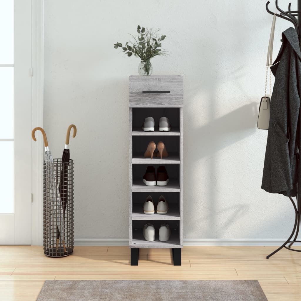 vidaXL Shoe Cabinet Grey Sonoma 30x35x105 cm Engineered Wood