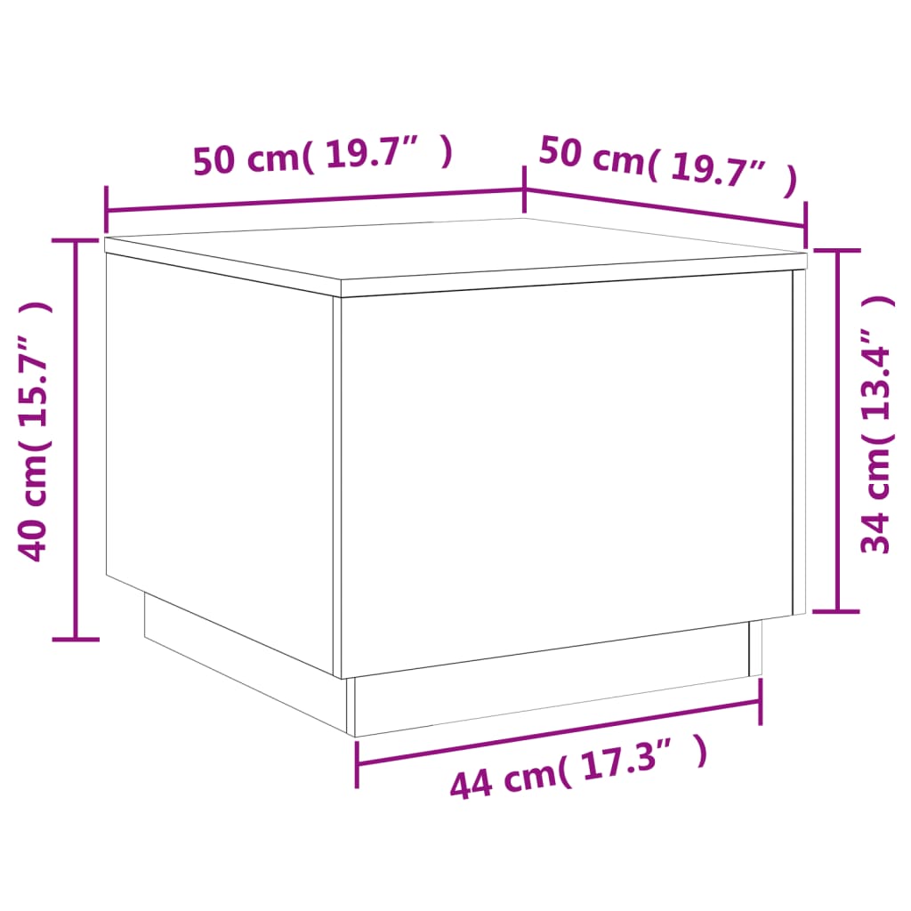 vidaXL Coffee Table with LED Lights Smoked Oak 50x50x40 cm