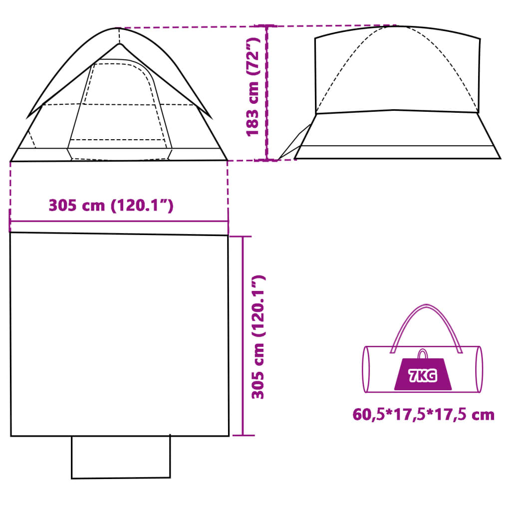 vidaXL Family Tent Dome 6-Person Blue Waterproof