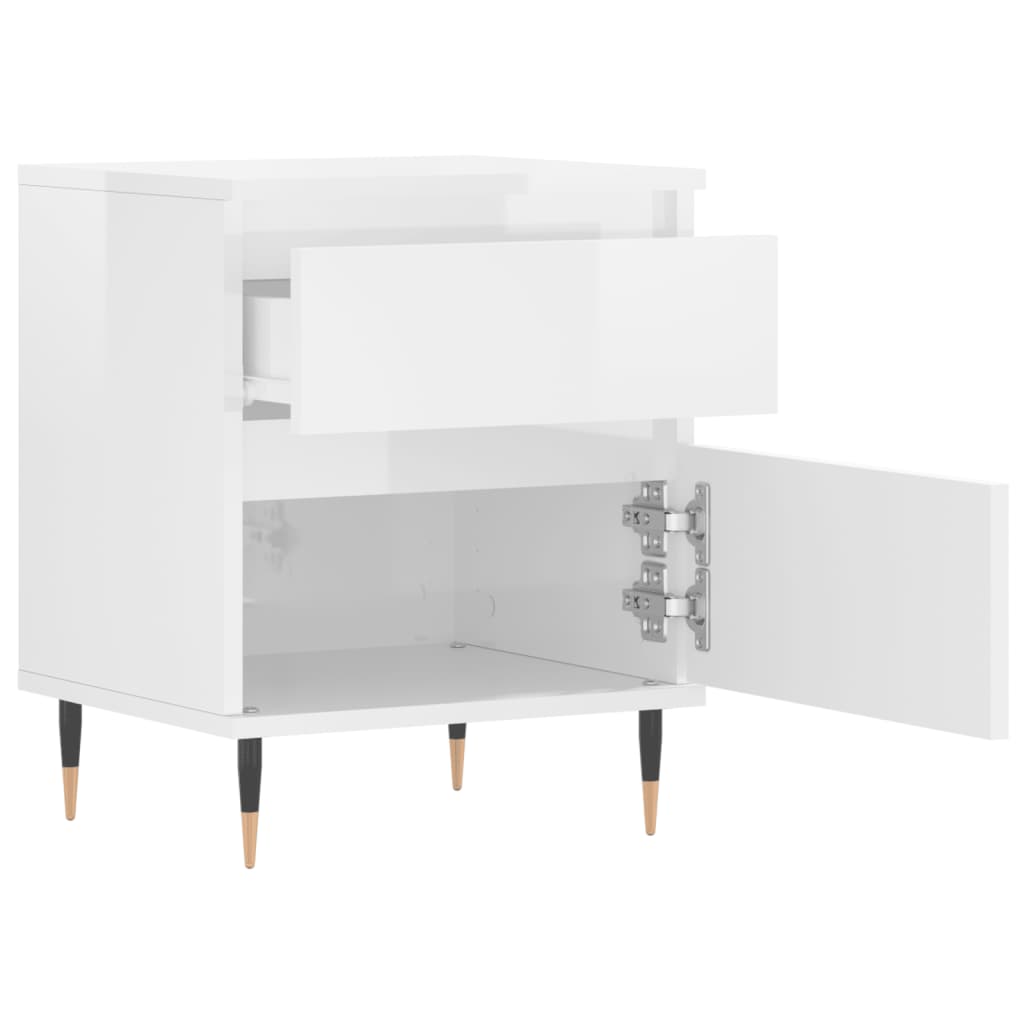 vidaXL Bedside Cabinet High Gloss White 40x35x50 cm Engineered Wood