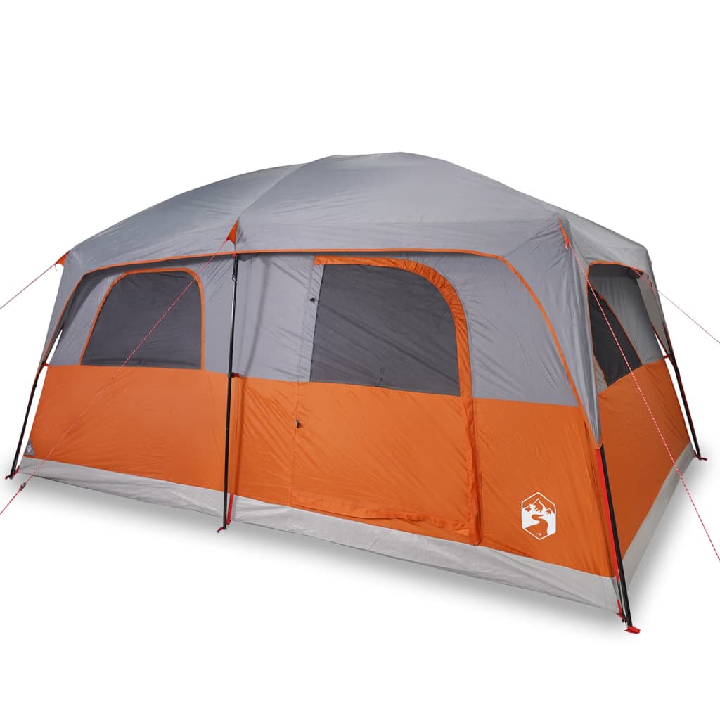 vidaXL Family Tent Cabin 10-Person Grey and Orange Waterproof