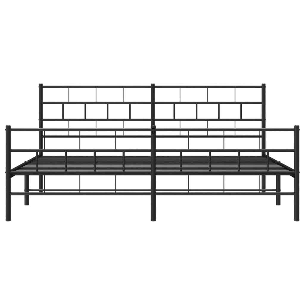 vidaXL Metal Bed Frame without Mattress with Footboard Black 193x203 cm