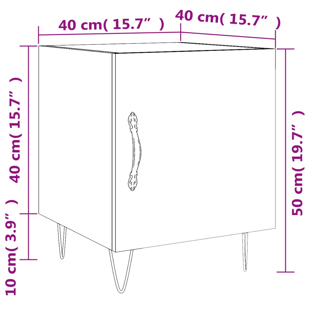 vidaXL Bedside Cabinet Brown Oak 40x40x50 cm Engineered Wood