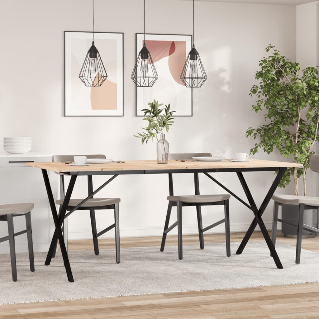 vidaXL Dining Table X-Frame 180x90x75 cm Solid Wood Pine and Cast Iron