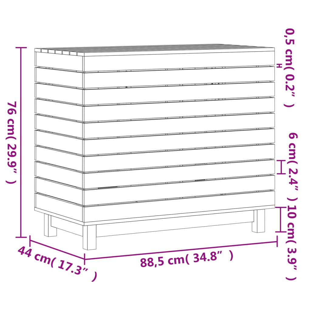vidaXL Laundry Basket 88.5x44x76 cm Solid Wood Pine
