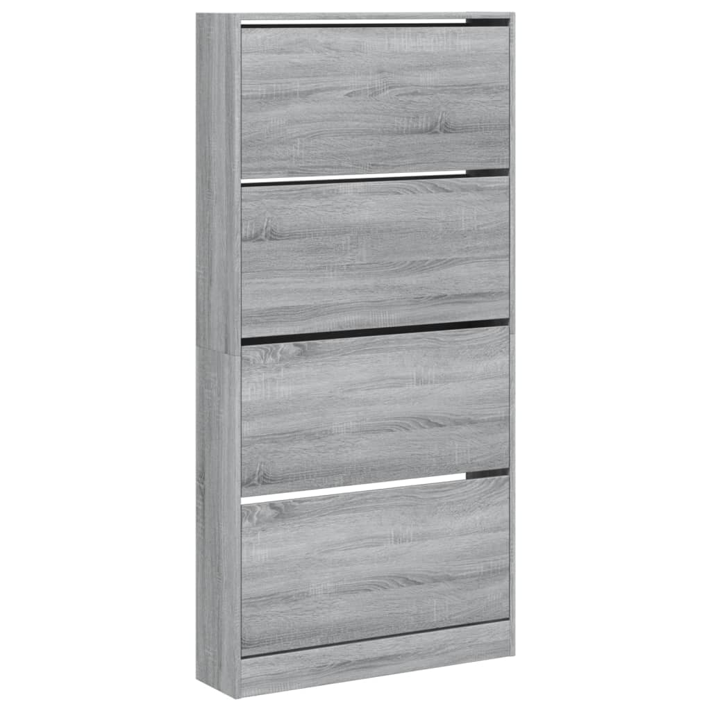 vidaXL Shoe Cabinet with 4 Flip-Drawers Grey Sonoma 80x21x163.5 cm