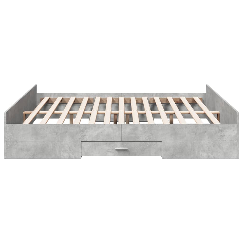 vidaXL Bed Frame with Drawers without Mattress Concrete Grey 200x200 cm