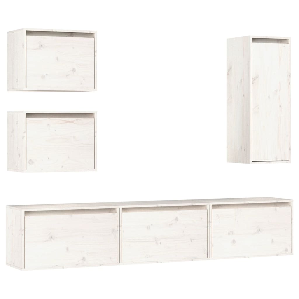 vidaXL TV Cabinets 6 pcs White Solid Wood Pine