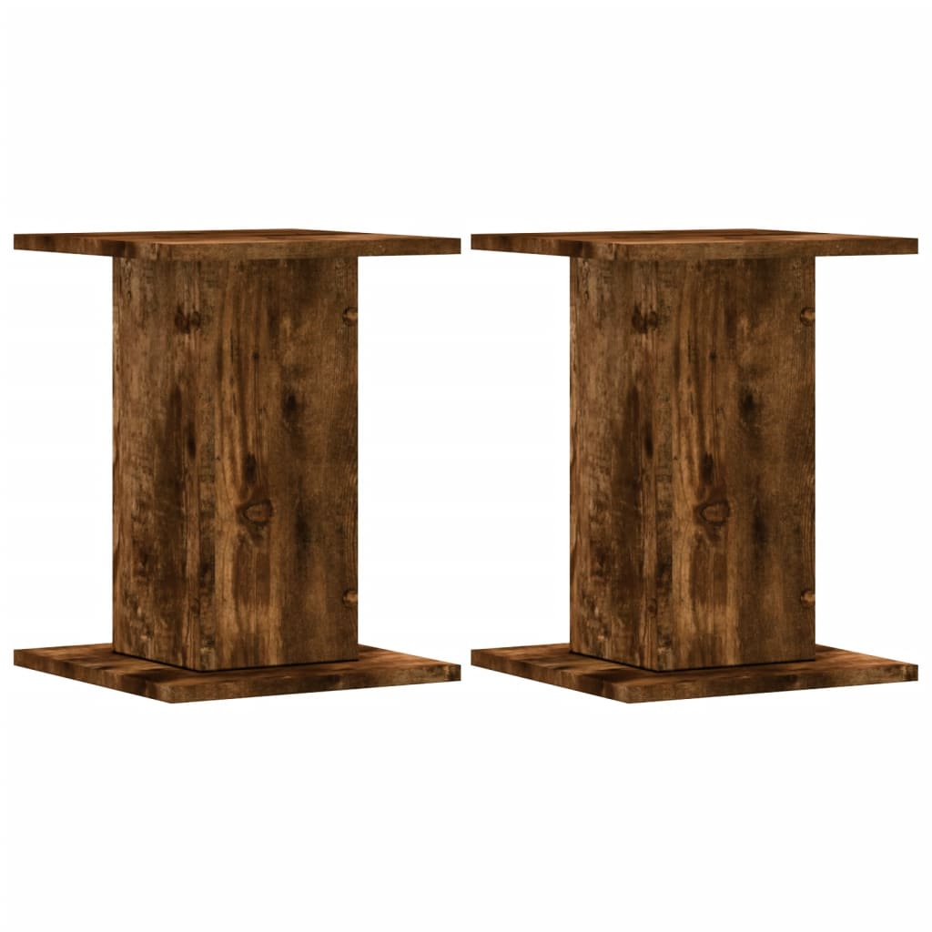 vidaXL Speaker Stands 2 pcs Smoked Oak 30x30x40 cm Engineered Wood