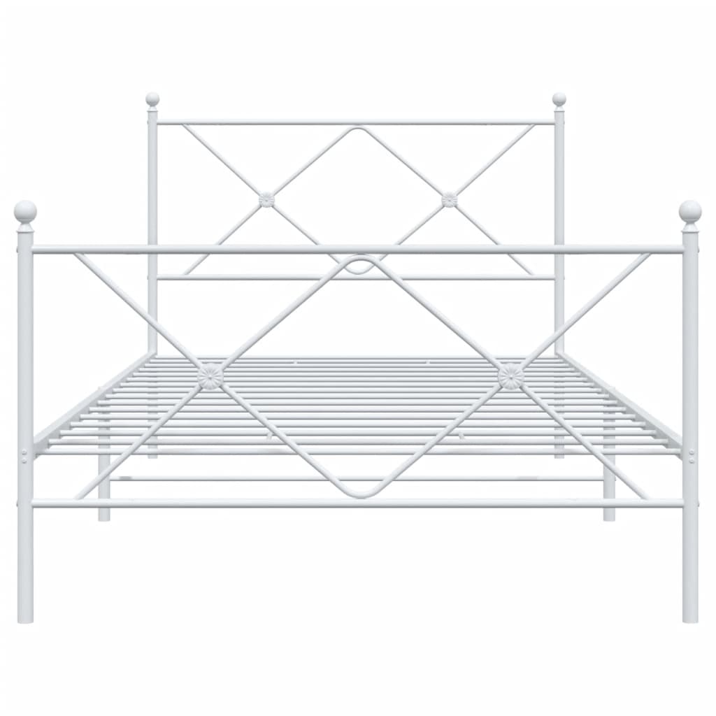 vidaXL Metal Bed Frame without Mattress with Footboard White 100x200 cm