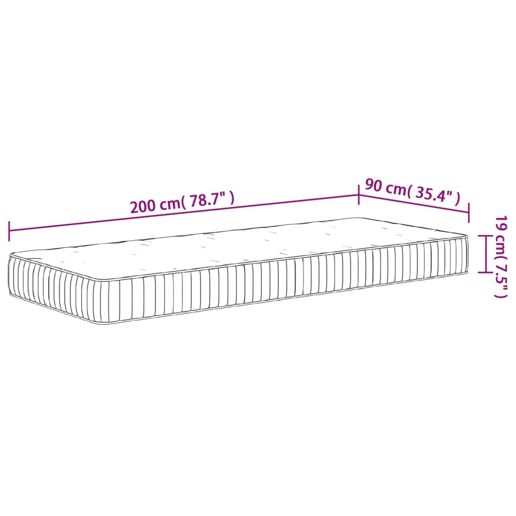 vidaXL Pocket Spring Mattress Medium 90x200 cm