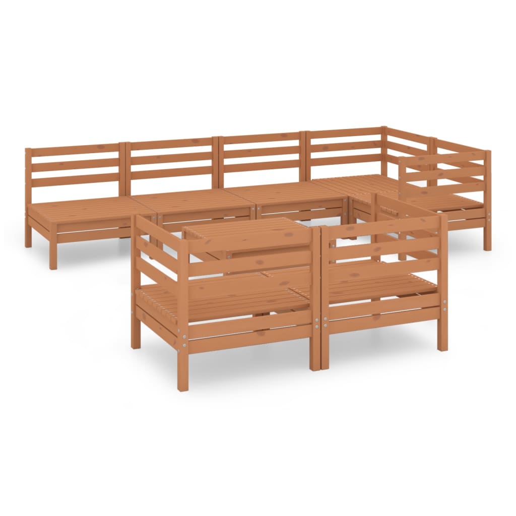 vidaXL 8 Piece Garden Lounge Set Solid Wood Pine Honey Brown