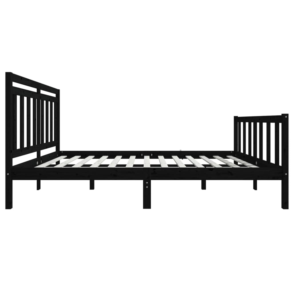 vidaXL Bed Frame without Mattress Black Solid Wood 140x190 cm (810066+814098)