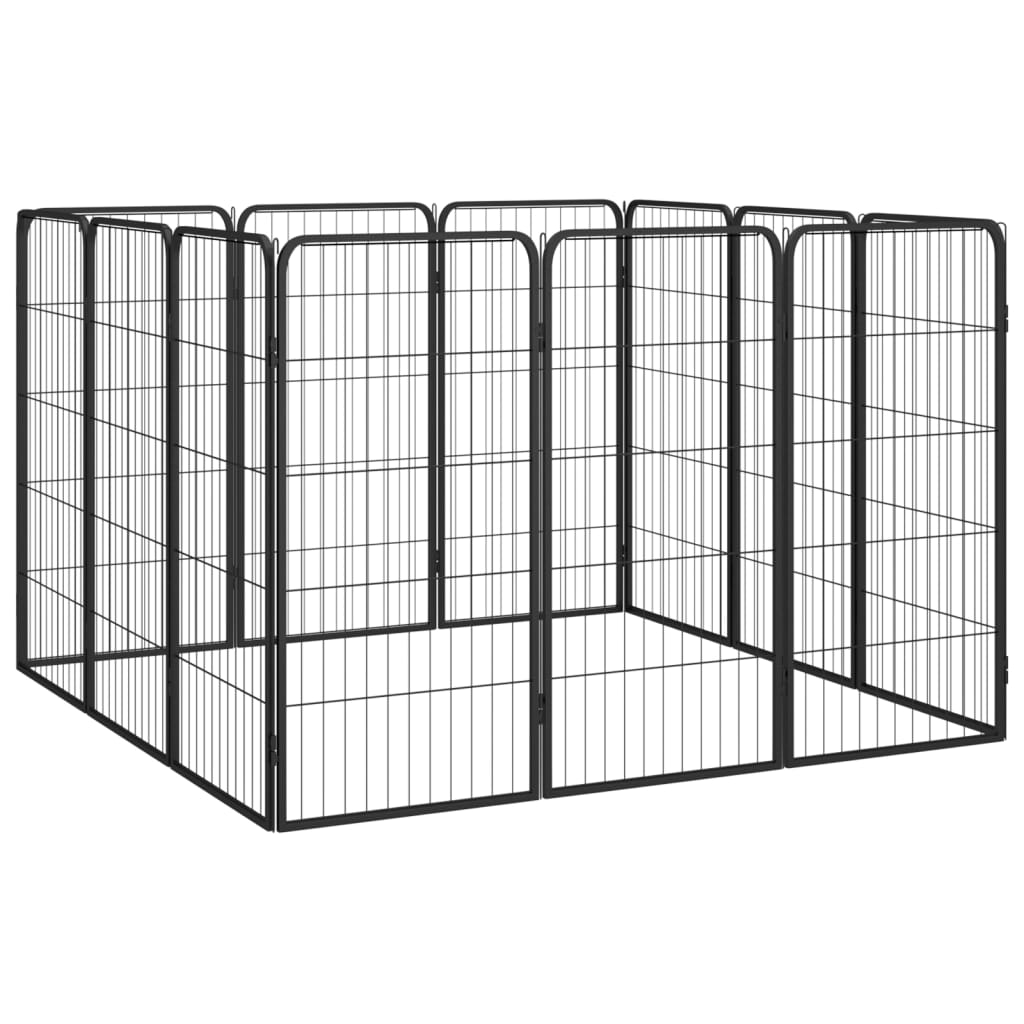 vidaXL 12-Panel Dog Playpen Black 50x100 cm Powder-coated Steel