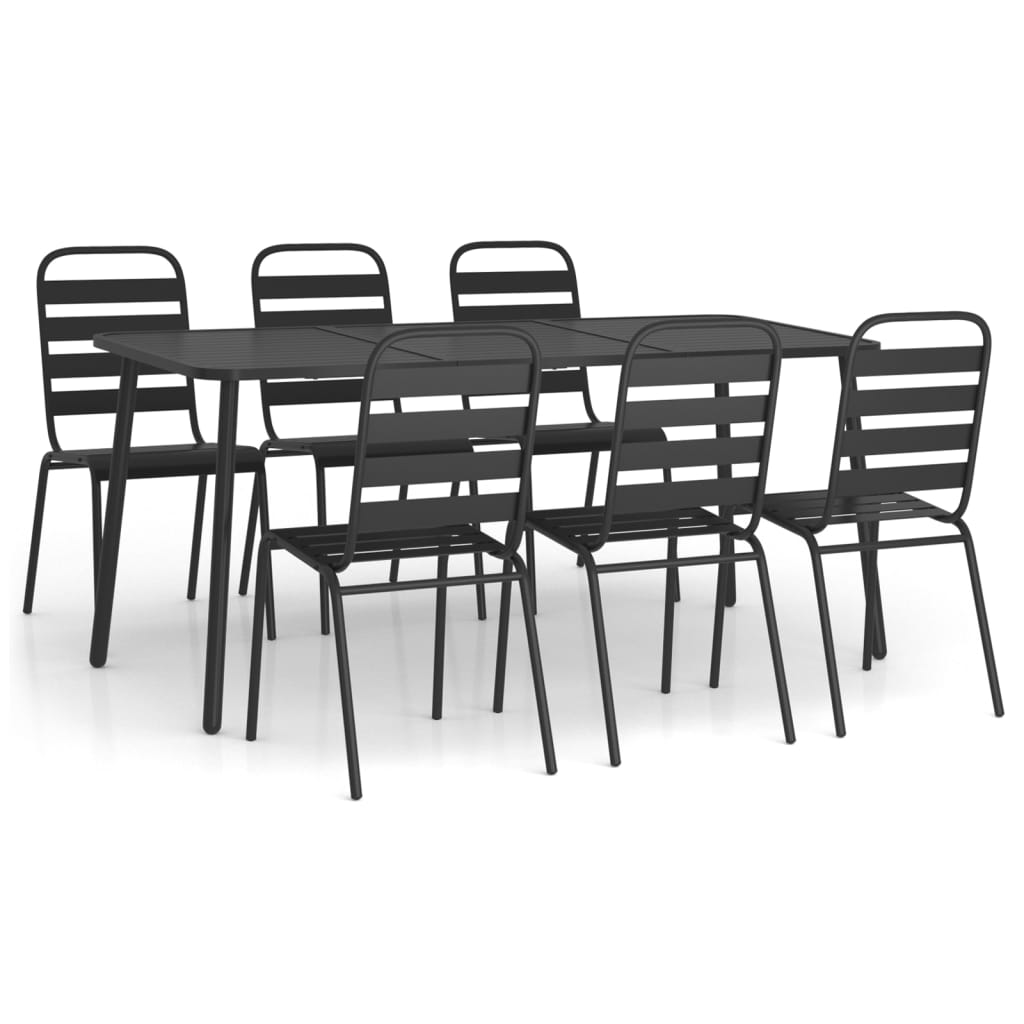 vidaXL 7 Piece Garden Dining Set Anthracite Steel