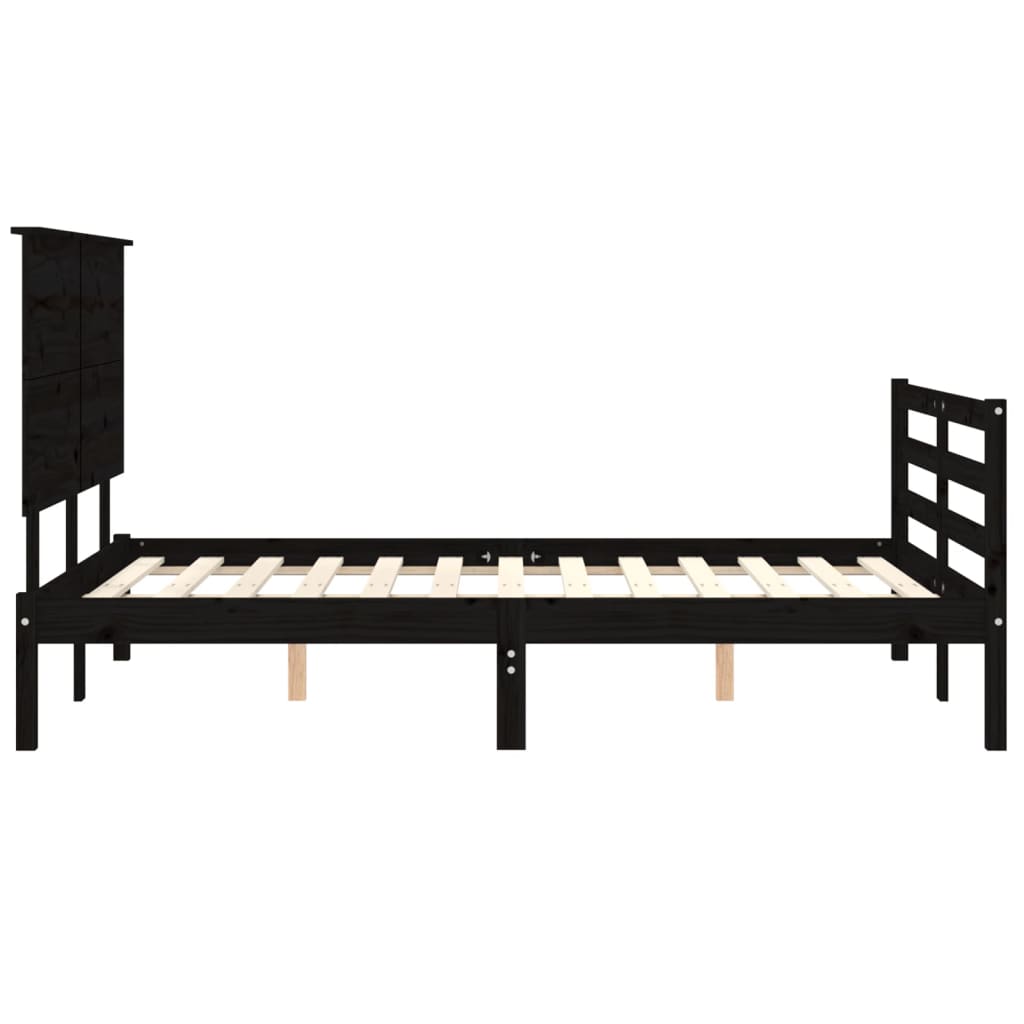 vidaXL Bed Frame without Mattress Black 120x200 cm Solid Wood