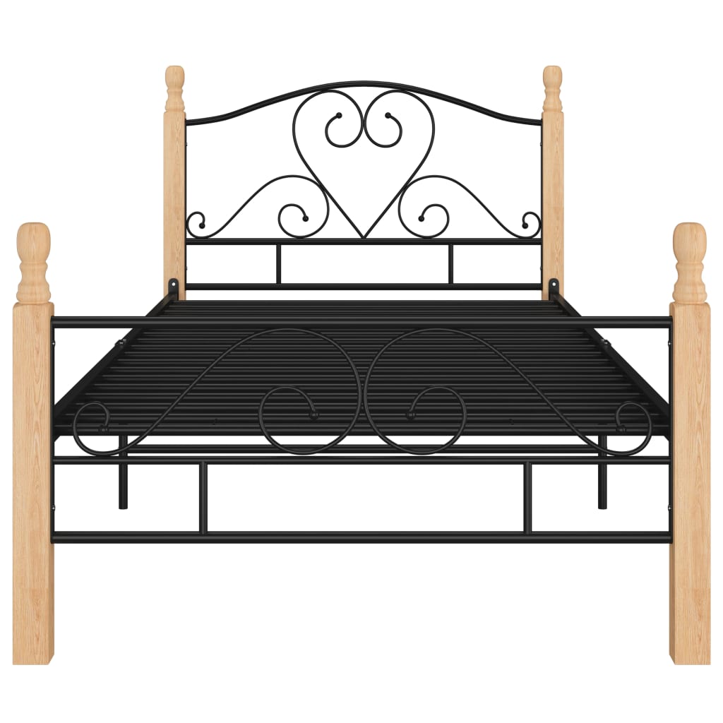 vidaXL Bed Frame without Mattress Black Metal 100x200 cm