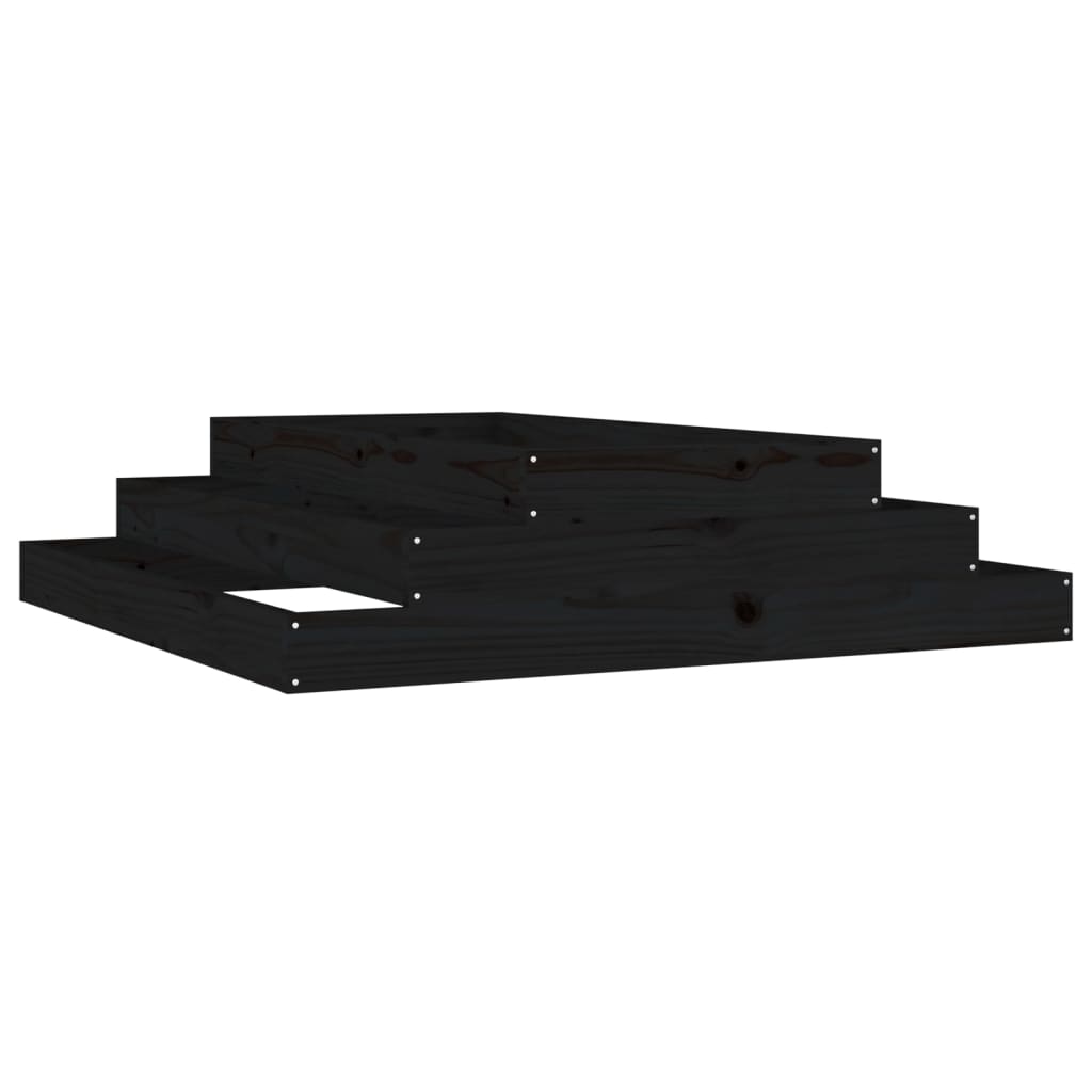 vidaXL Planter Black 110x110x27 cm Solid Wood Pine