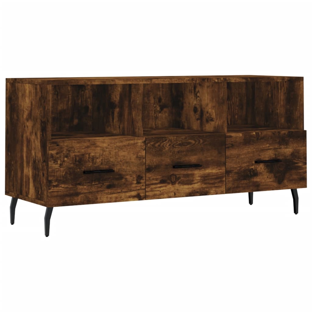 vidaXL TV Cabinet Smoked Oak 102x36x50 cm Engineered Wood