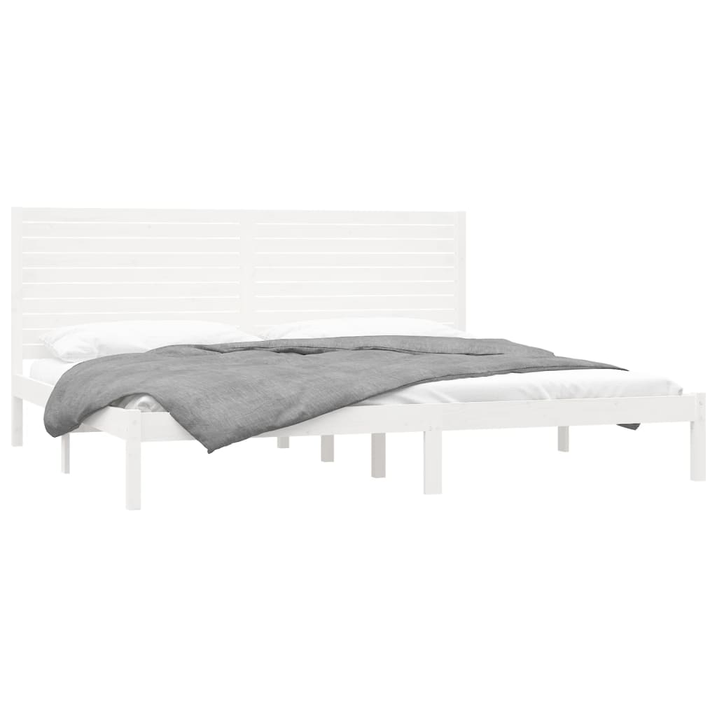 vidaXL Bed Frame White Solid Wood 180x200 cm Super King Size