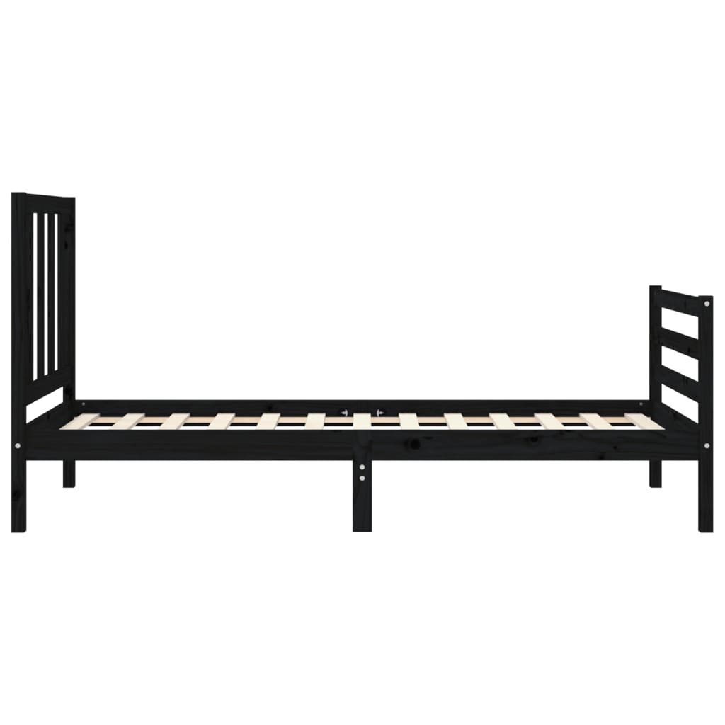 vidaXL Bed Frame without Mattress Black 100x200 cm Solid Wood Pine