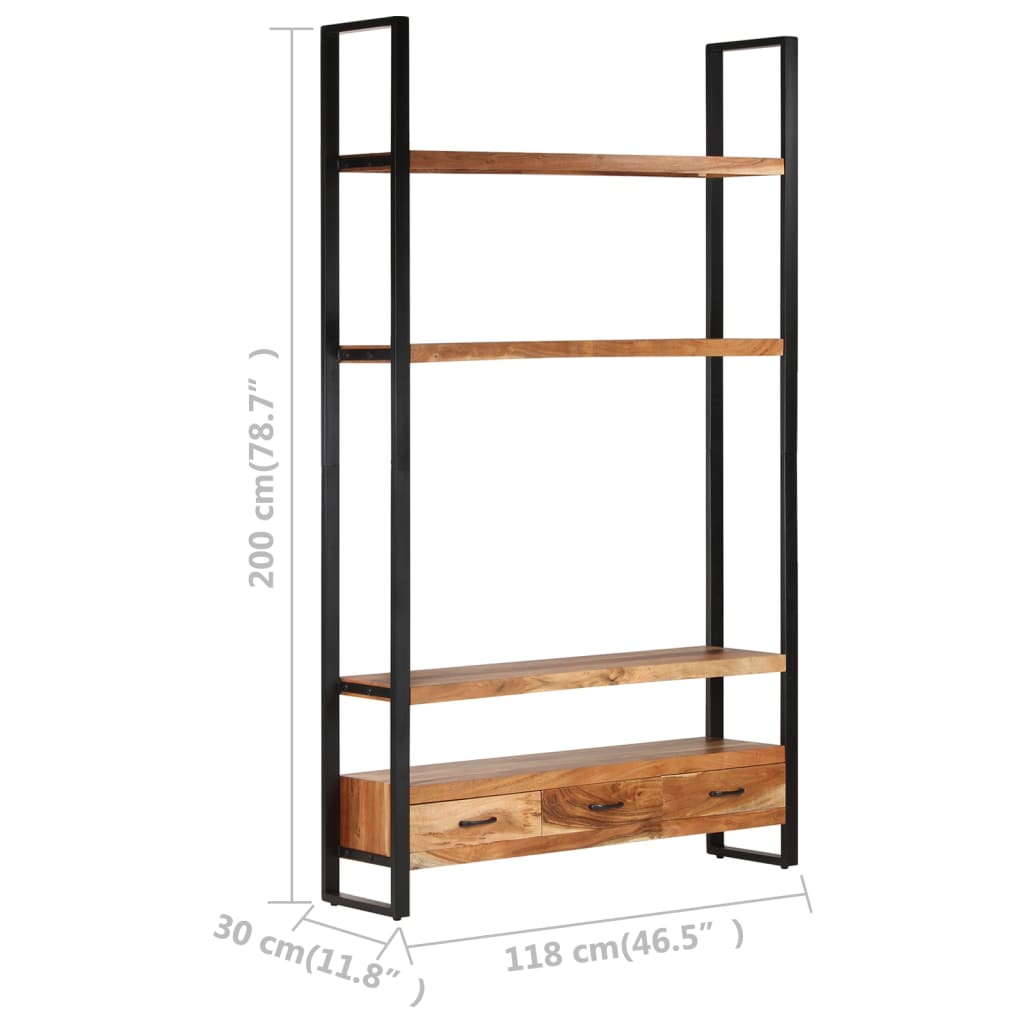 vidaXL Bookshelf 118x30x200 cm Solid Acacia Wood