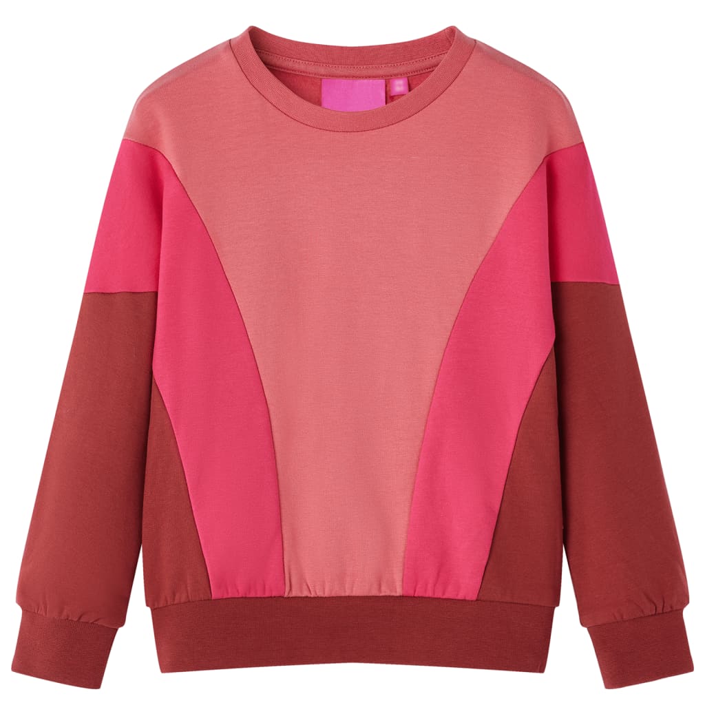 Kids' Sweatshirt Colour Block Pink and Henna 140