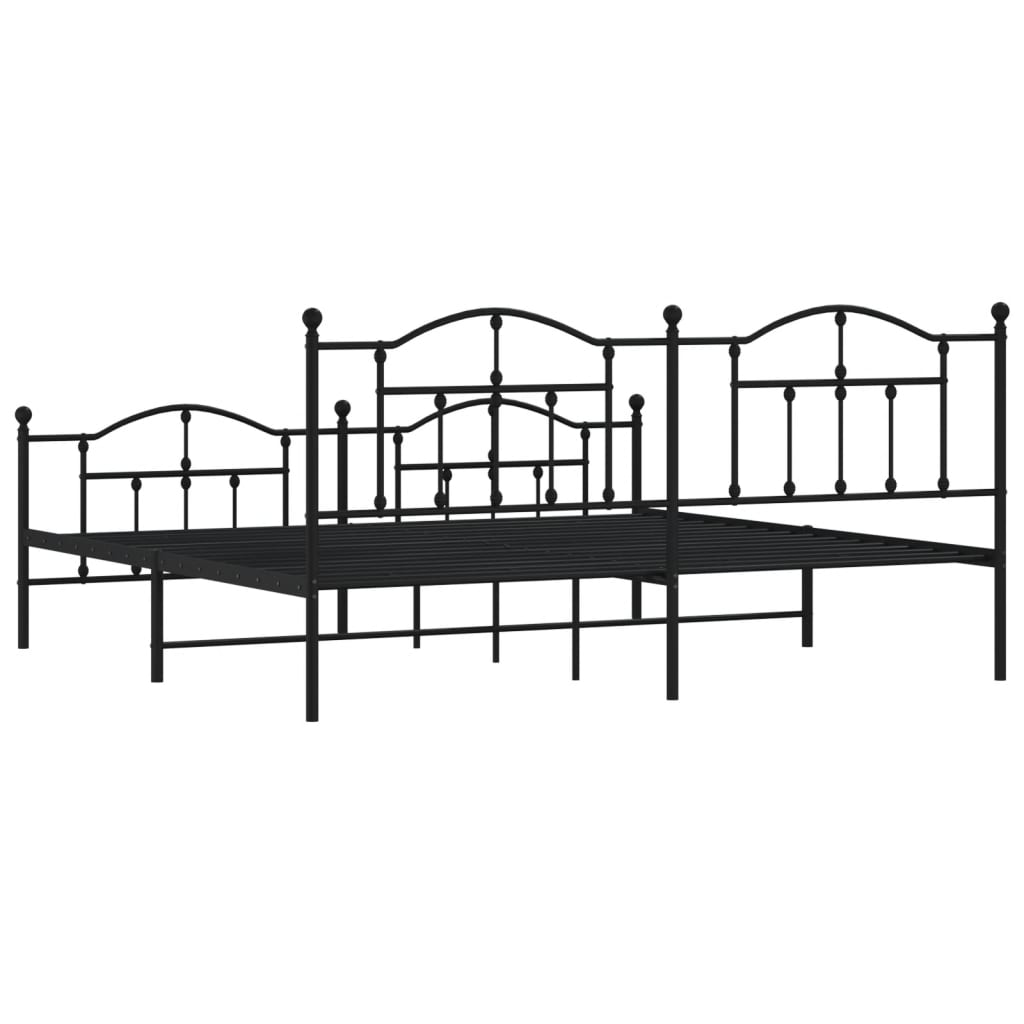 vidaXL Metal Bed Frame without Mattress with Footboard Black 200x200 cm