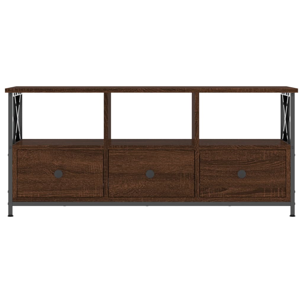 vidaXL TV Cabinet Brown Oak 102x33x45 cm Engineered Wood&Iron