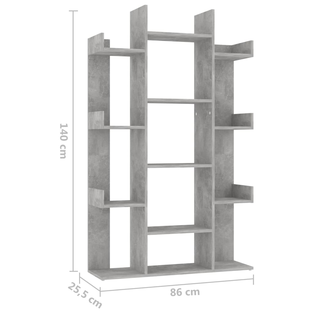 vidaXL Book Cabinet Concrete Grey 86x25.5x140 cm Engineered Wood