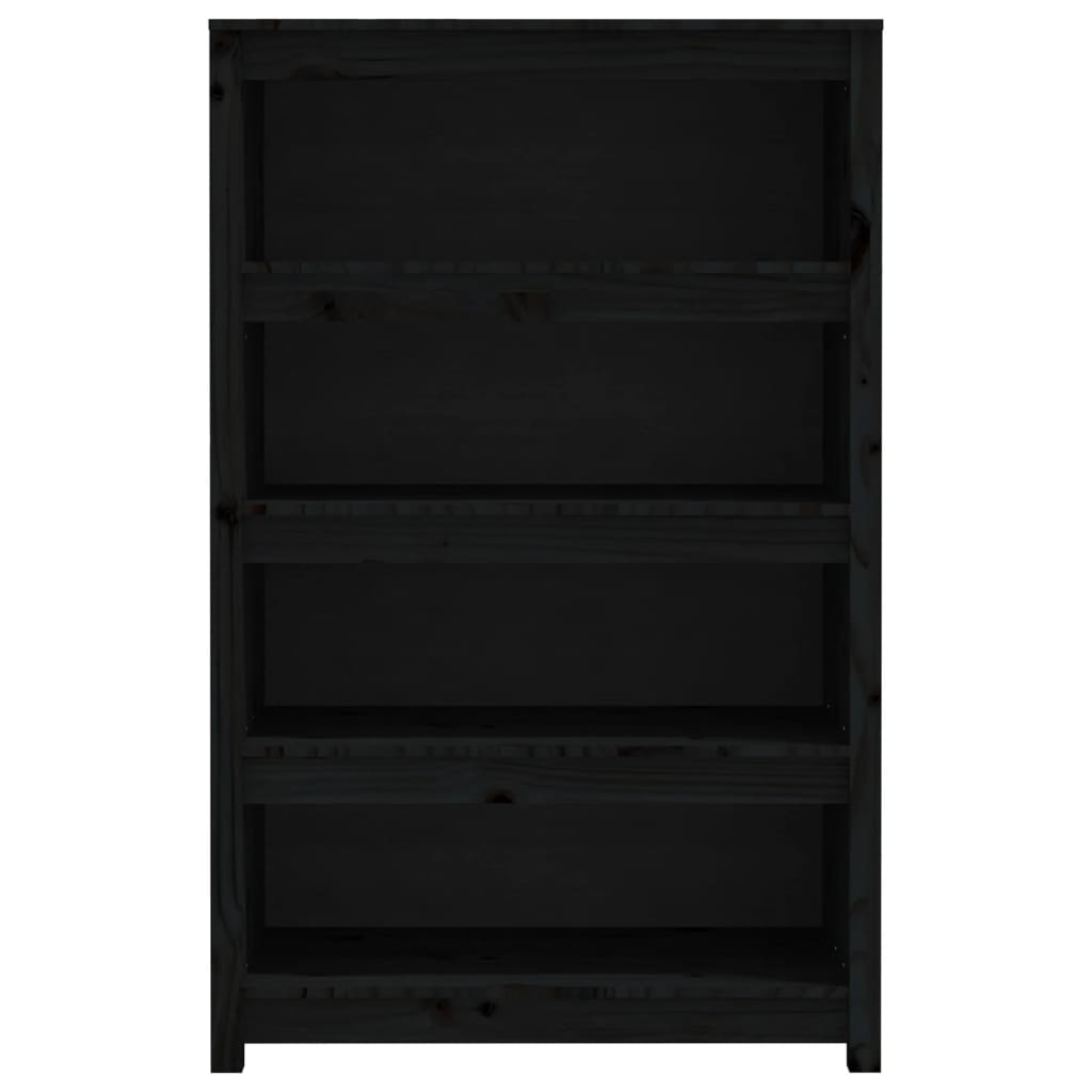vidaXL Book Cabinet Black 80x35x126 cm Solid Wood Pine