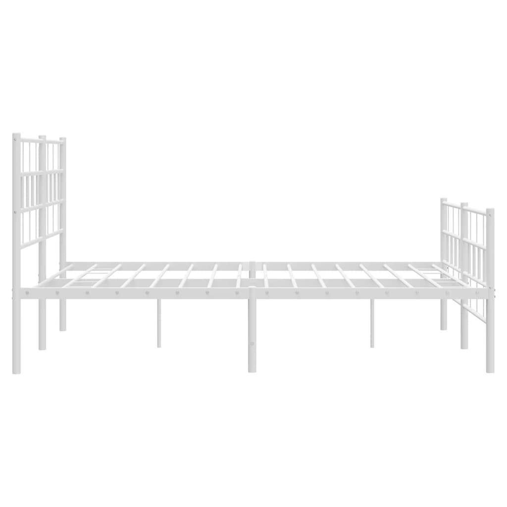 vidaXL Metal Bed Frame without Mattress with Footboard White 140x200 cm