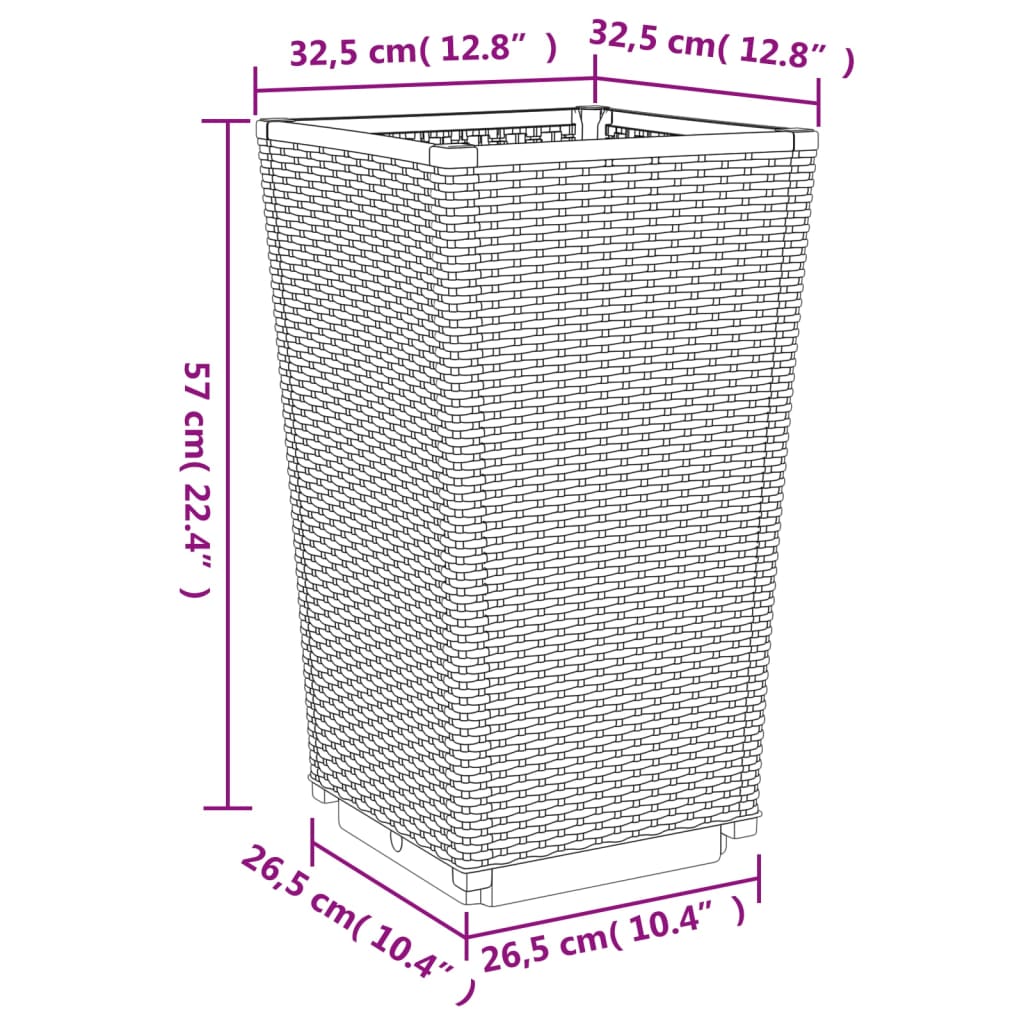 vidaXL Garden Planters 2 pcs White 32.5x32.5x57 cm PP