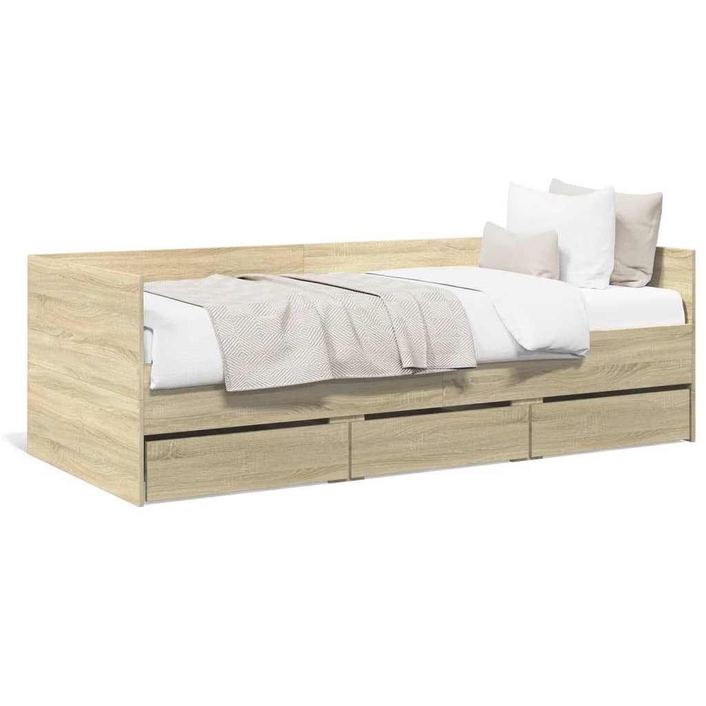 vidaXL Daybed with Drawers without Mattress Sonoma Oak 75x190 cm Small Single